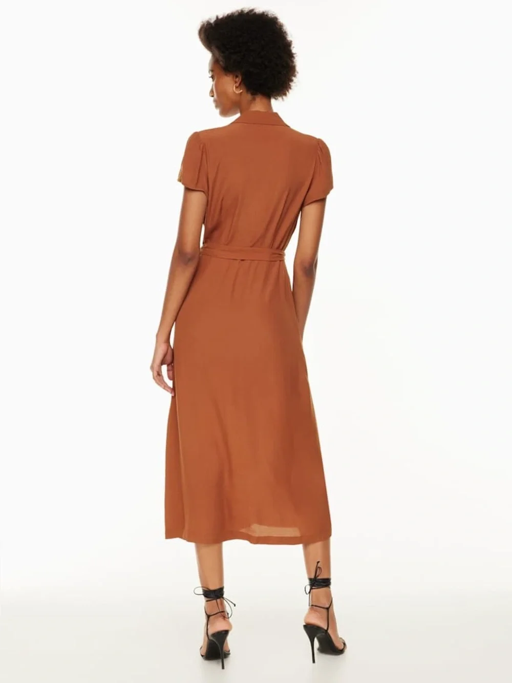 Aritzia Wilfred Anise Brown Midi Shirt Dress - Picture 3 of 7
